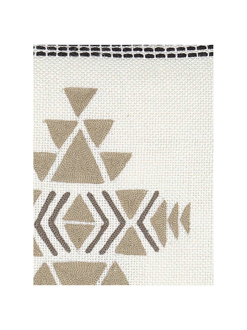 Cojín de plástico PET reciclado Aztec, estilo étnico, con relleno, Funda: plástico PET reciclado, Blanco crudo, negro, beige, An 45 x L 45 cm