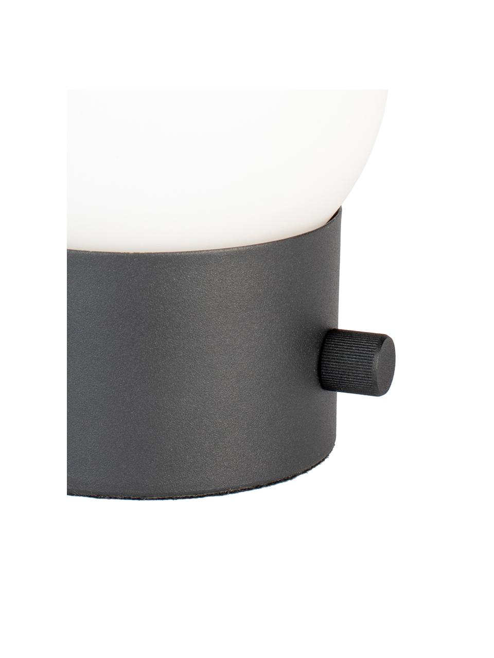 Klein dimbaar nachtlampje Urban met USB-aansluiting, Lampenkap: opaalglas, Lampvoet: gecoat metaal, Wit, zwart, Ø 13 x H 25 cm