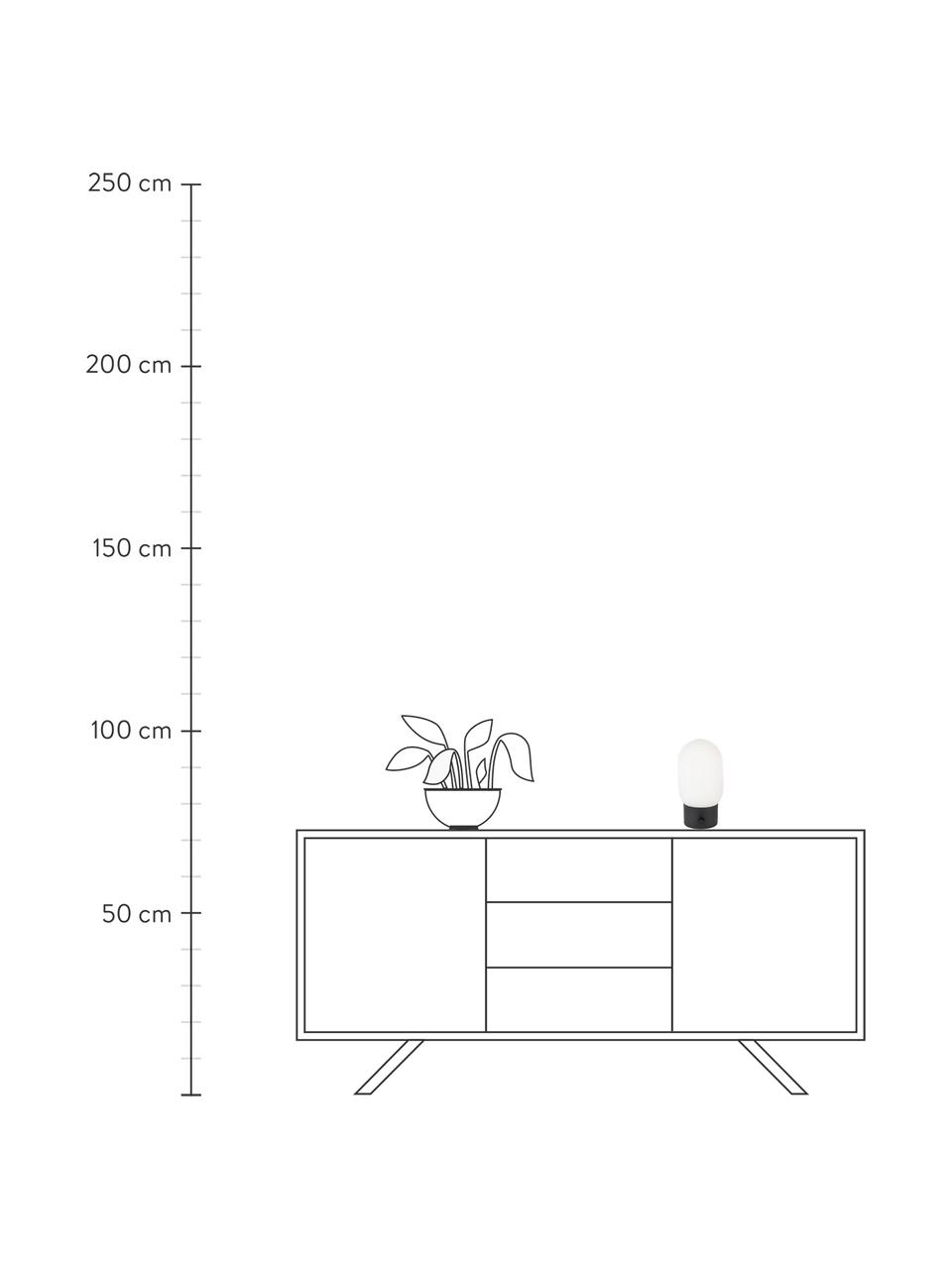 Kleine Dimmbare Nachttischlampe Urban mit USB-Anschluss, Lampenschirm: Opalglas, Schwarz, Weiss, Ø 13 x H 25 cm