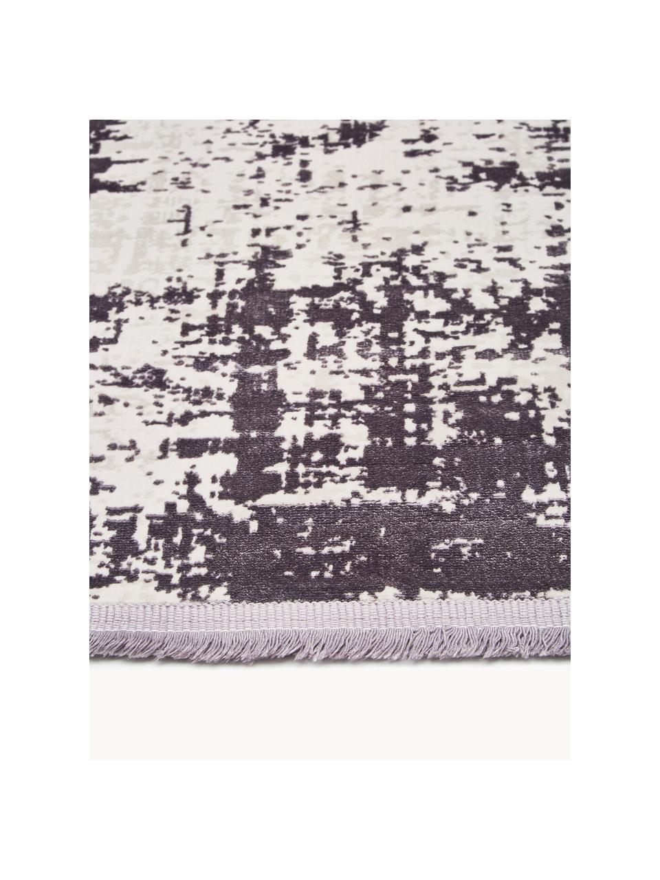 Glanzend laagpolig vloerkleed Cordoba met franjes, Onderzijde: 100% katoen, Grijstinten, B 200 x L 290 cm (maat L)