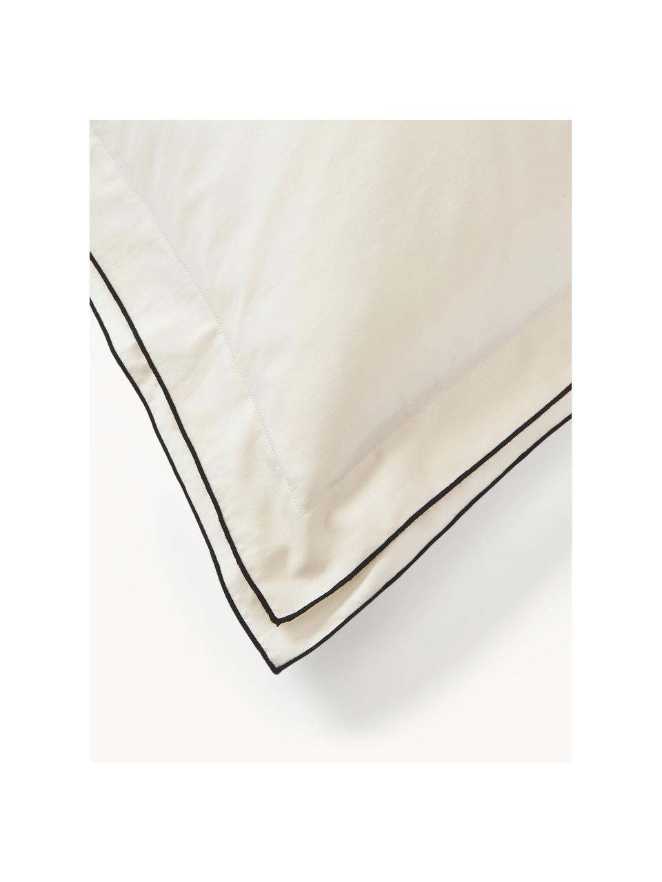 Funda de almohada de satén Carlotta, Blanco crema, negro, An 45 x L 110 cm