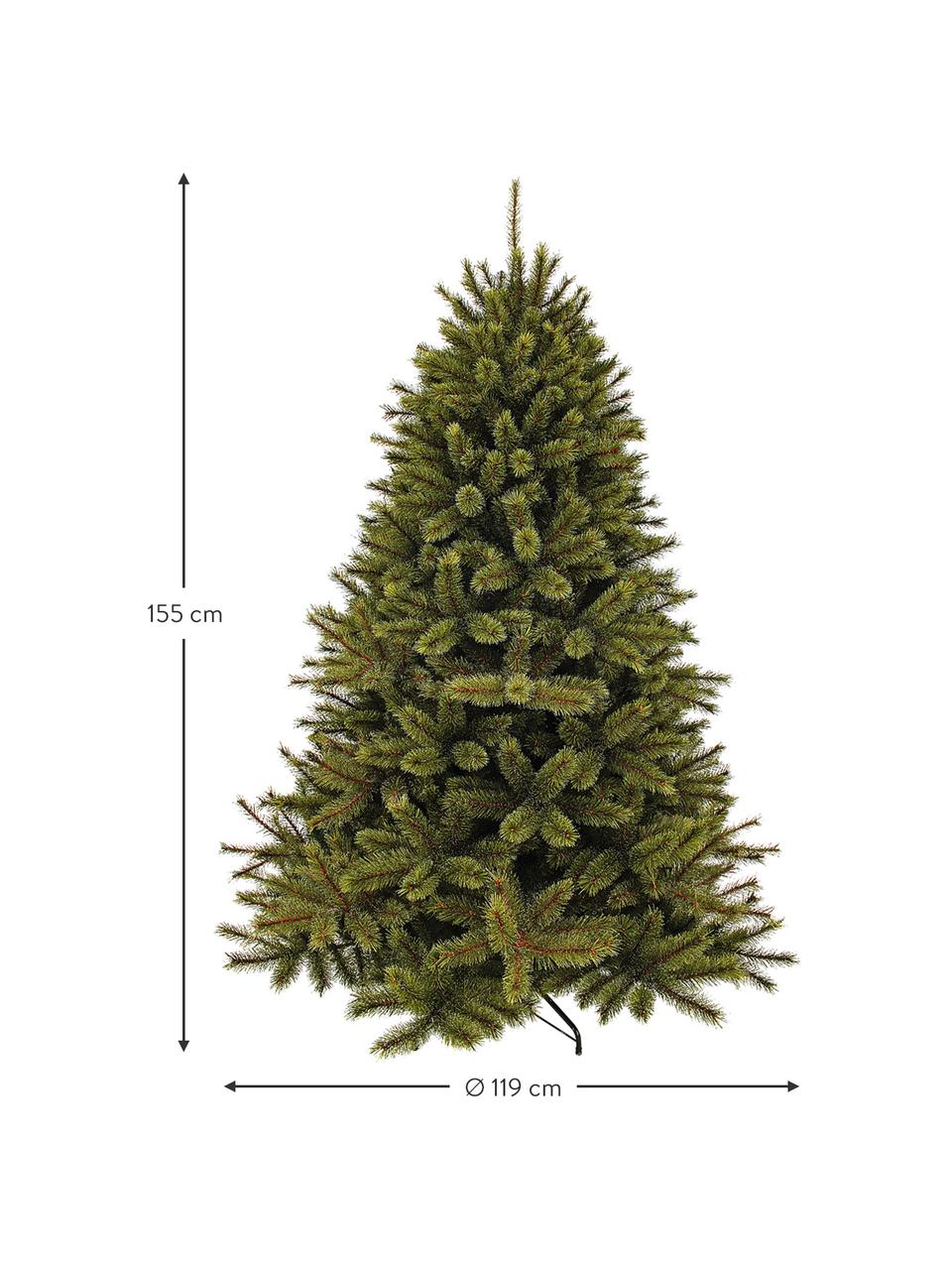 Árbol de Navidad Pine, Agujas: plástico (PVC), Verde oscuro, Ø 119 x Al 155 cm