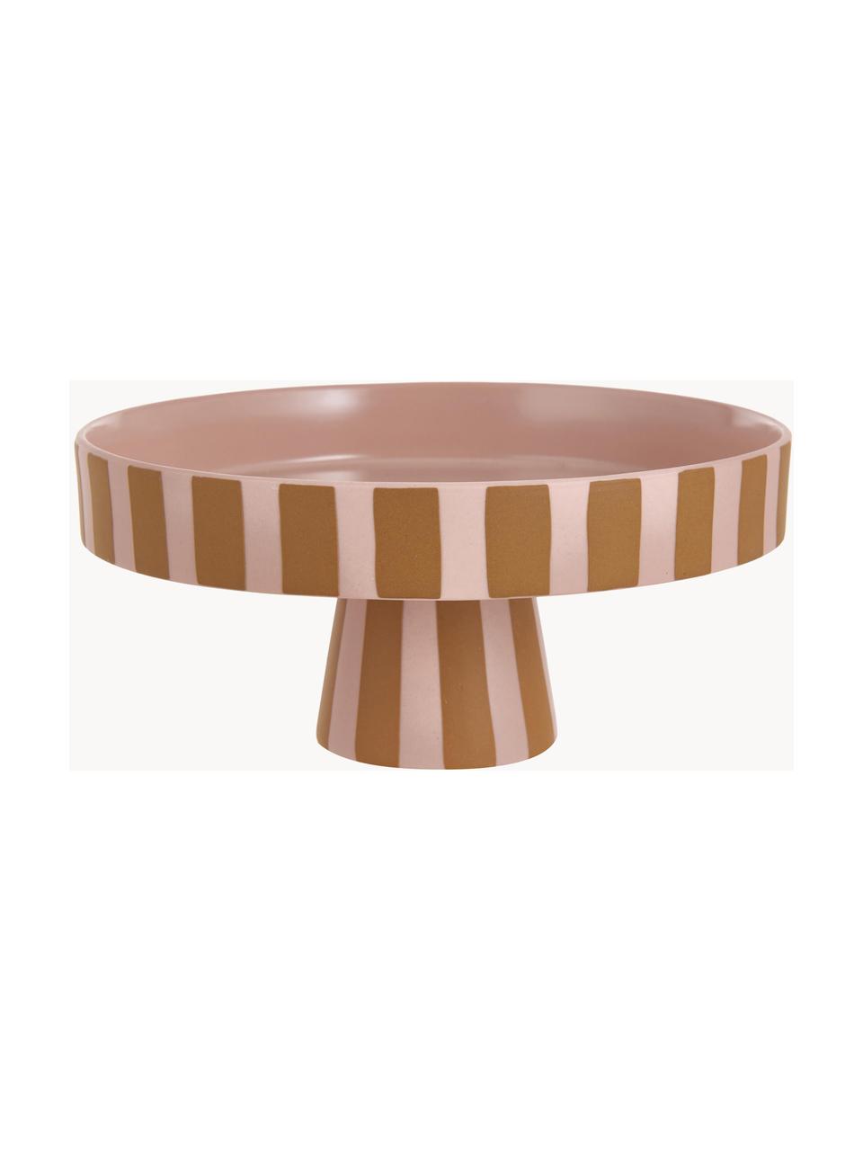 Pruhovaný servírovací talíř z keramiky Toppu, Keramika, Světle růžová, terakotová, Ø 20 cm, V 9 cm