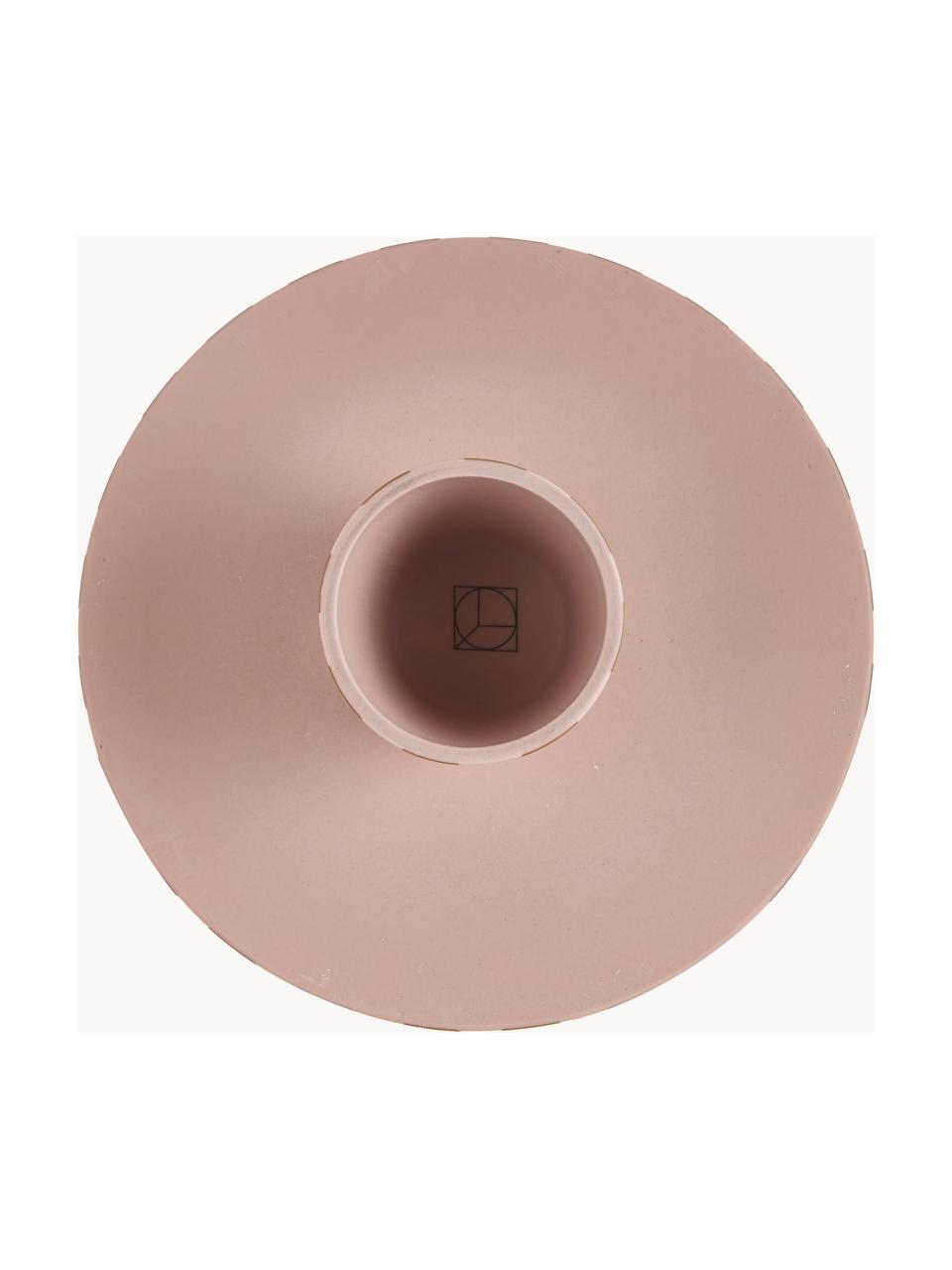 Keramik Servierplatte Toppu im Streifendesign, Keramik, Hellrosa, Terrakotta, Ø 20 x H 9 cm