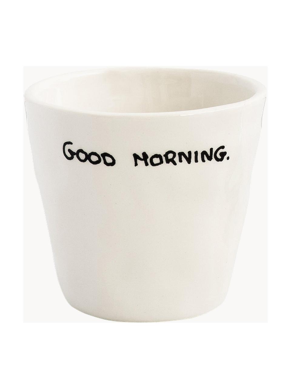 Handbemalte Espressobecher Good Morning, 6 Stück, Steingut, Good Morning, Ø 7 x H 6 cm, 80 ml