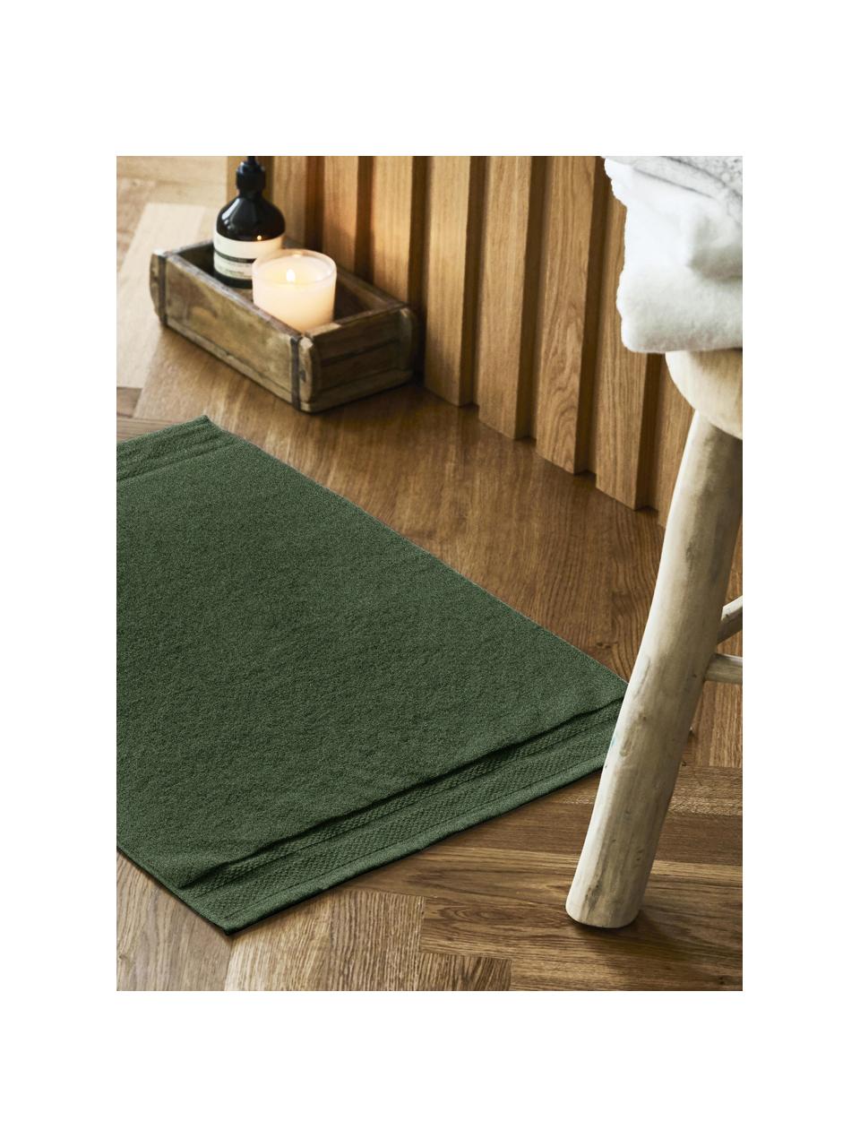 Alfombrilla de baño de algodón ecológico Premium, antideslizante, 100% algodón ecológico con certificado GOTS, Verde, An 50 x L 70 cm