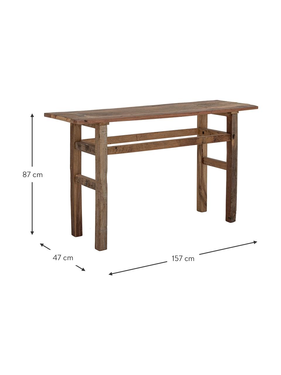 Konzolový stolík z recyklovaného dreva Bao, 30 % recyklované drevo, Tmavé drevo, Š 157 x V 87 cm
