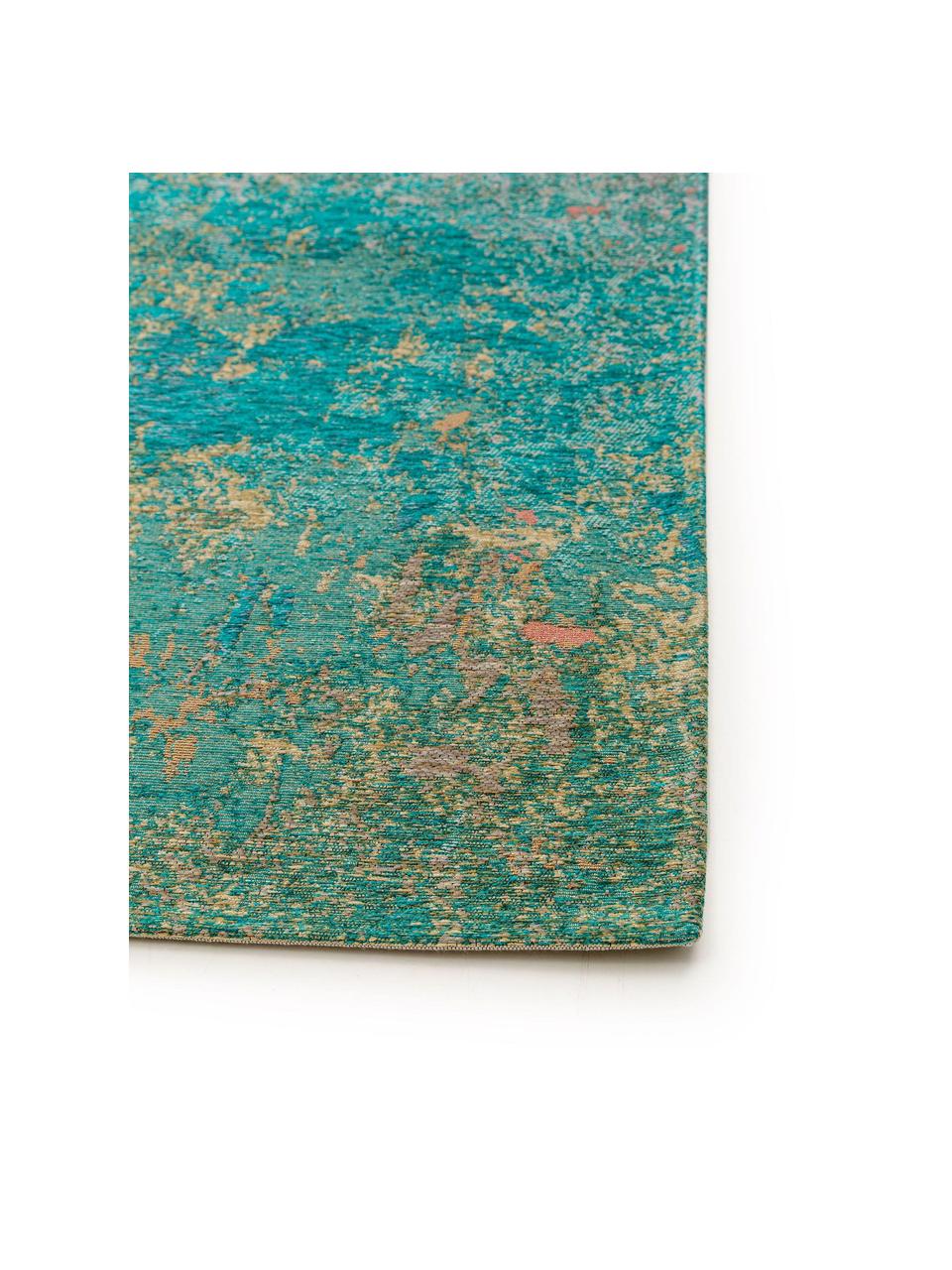 Vloerkleed Stay met abstract patroon, 79% polyester, 20% katoen, 1% latex, Turquoise, meerkleurig, B 80 x L 170 cm
