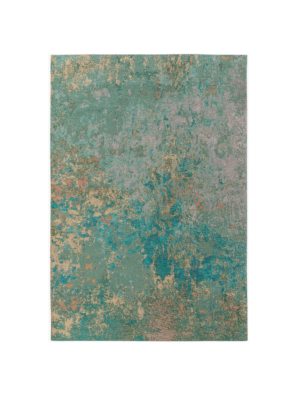 Tapis avec motif abstrait Stay, 79 % polyester, 20 % coton, 1 % latex, Turquoise, multicolore, larg. 80 x long. 170 cm