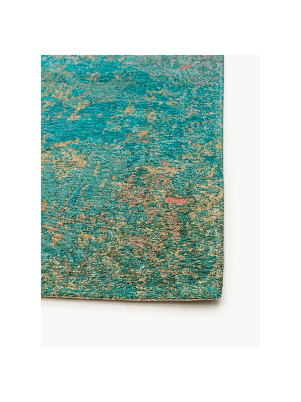 Tapis avec motif abstrait Stay, 79 % polyester, 20 % coton, 1 % latex, Turquoise, multicolore, larg. 80 x long. 170 cm