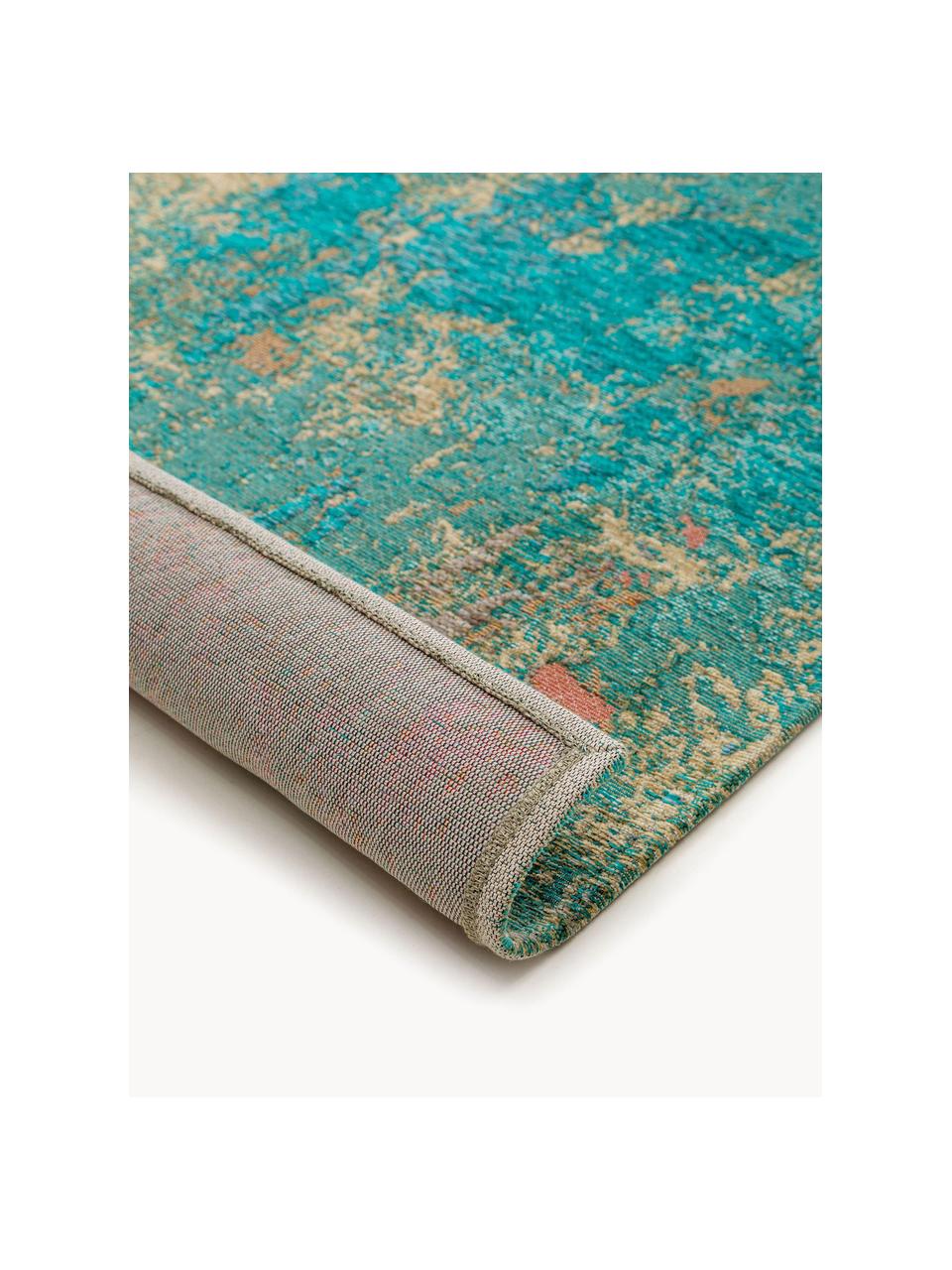 Tapis avec motif abstrait Stay, 79 % polyester, 20 % coton, 1 % latex, Turquoise, multicolore, larg. 80 x long. 170 cm