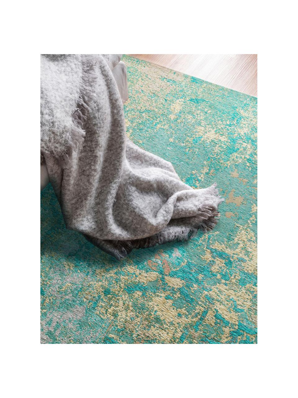 Tapis avec motif abstrait Stay, 79 % polyester, 20 % coton, 1 % latex, Turquoise, multicolore, larg. 80 x long. 170 cm