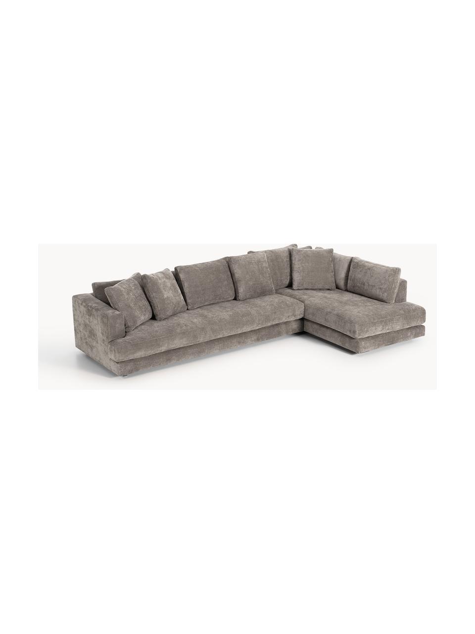 Sofa narożna XL Tribeca, Tapicerka: 100% poliester Dzięki tka, Stelaż: drewno bukowe, drewno sos, Nogi: drewno sosnowe Ten produk, Taupe tkanina, S 326 x G 192 cm, prawostronna