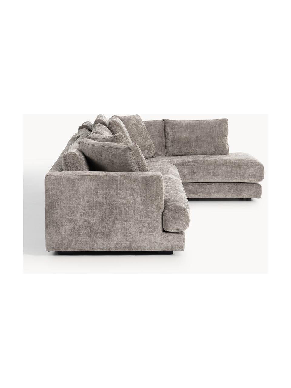 Sofa narożna XL Tribeca, Tapicerka: 100% poliester Dzięki tka, Stelaż: drewno bukowe, drewno sos, Nogi: drewno sosnowe Ten produk, Taupe tkanina, S 326 x G 192 cm, prawostronna