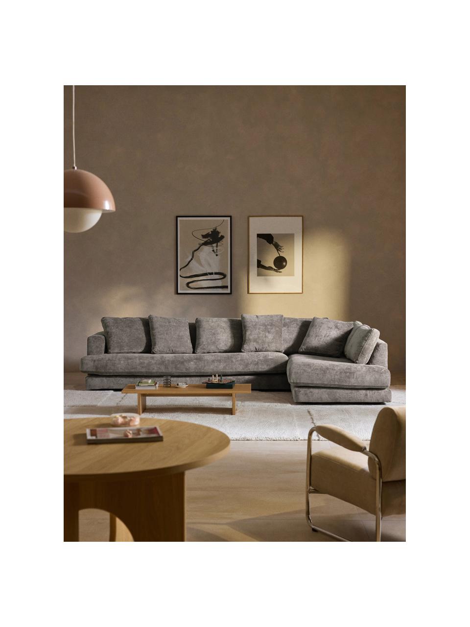 Sofa narożna XL Tribeca, Tapicerka: 100% poliester Dzięki tka, Stelaż: drewno bukowe, drewno sos, Nogi: drewno sosnowe Ten produk, Taupe tkanina, S 326 x G 192 cm, prawostronna