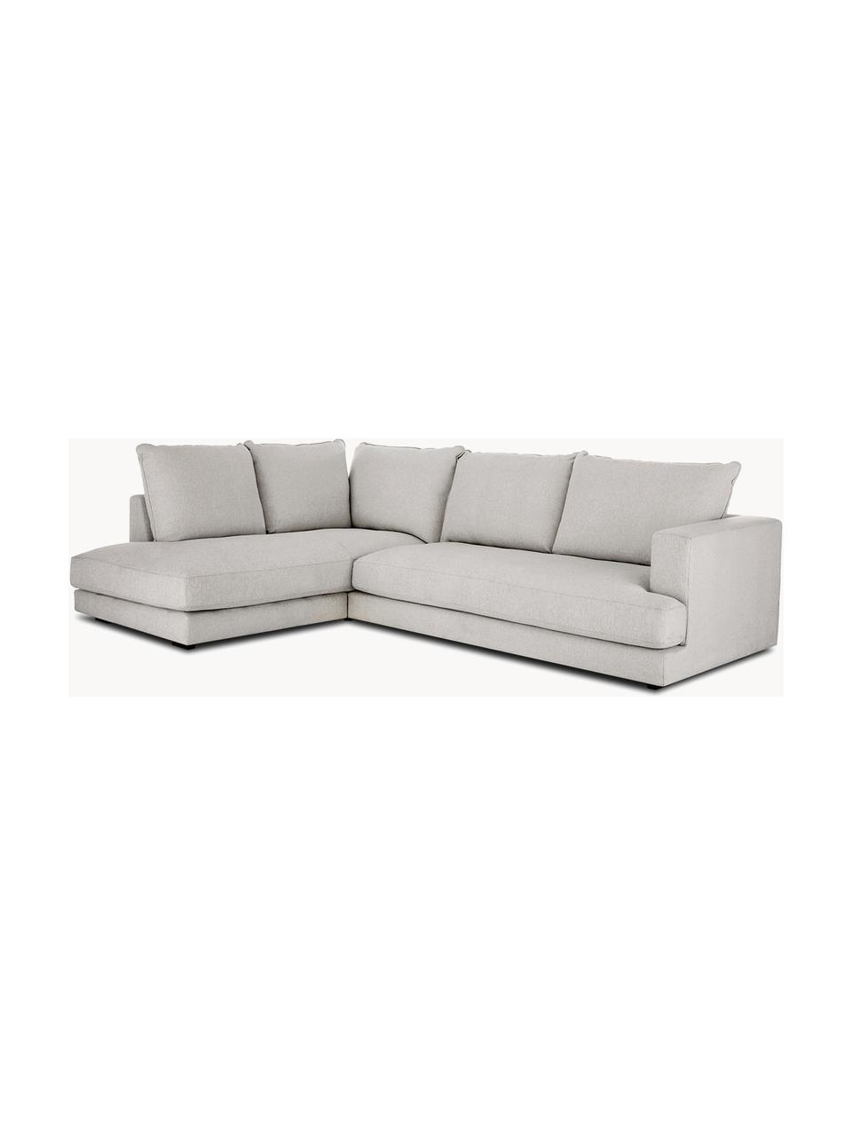 Ecksofa Tribeca, Bezug: 100 % Polyester Der hochw, Gestell: Massives Kiefernholz, Füße: Massives Buchenholz, lack, Webstoff Hellgrau, B 315 x T 228 cm, Eckteil links