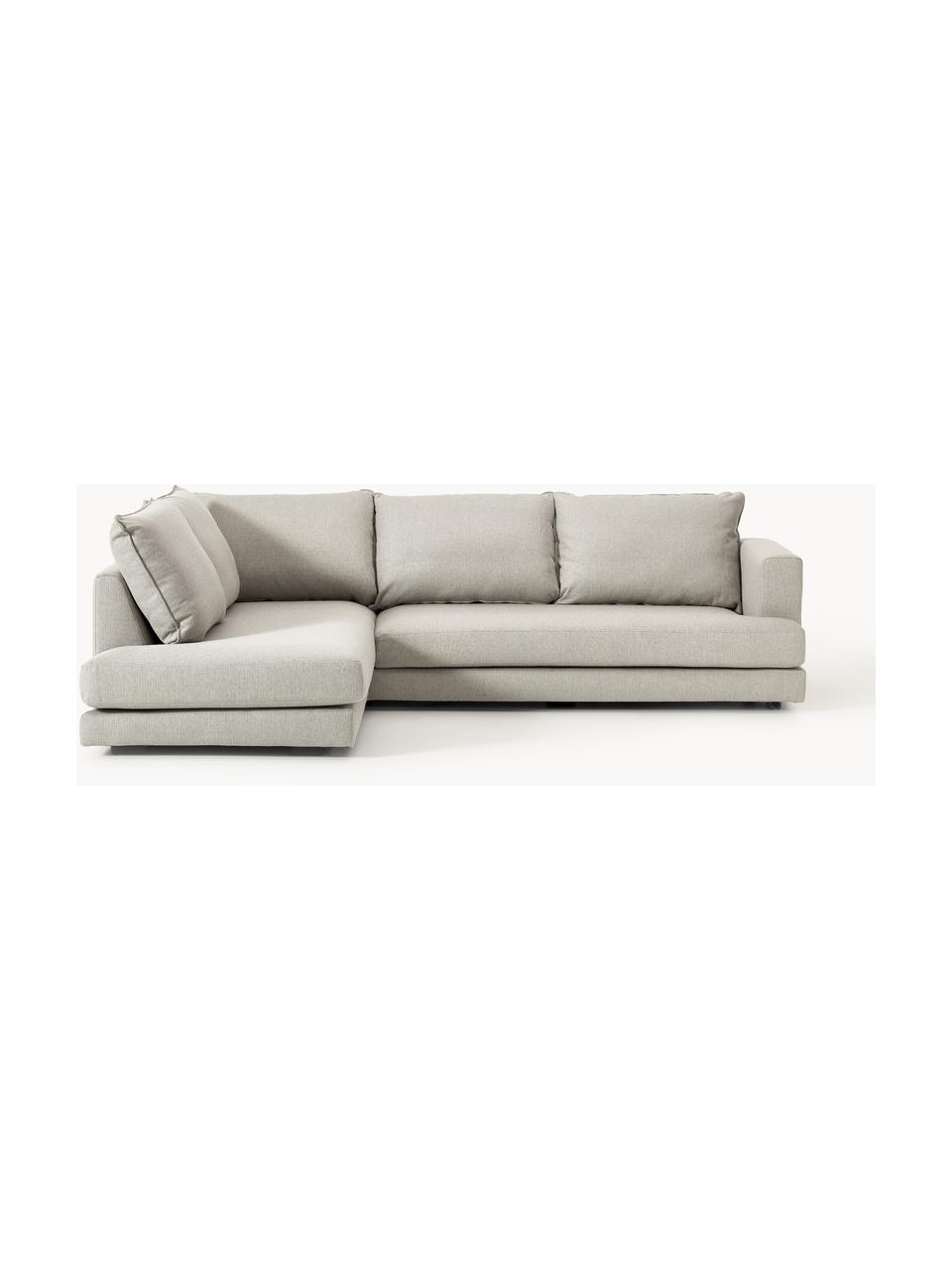 Ecksofa Tribeca, Bezug: 100 % Polyester Der hochw, Gestell: Massives Kiefernholz, Füße: Massives Buchenholz, lack, Webstoff Hellgrau, B 315 x T 228 cm, Eckteil links