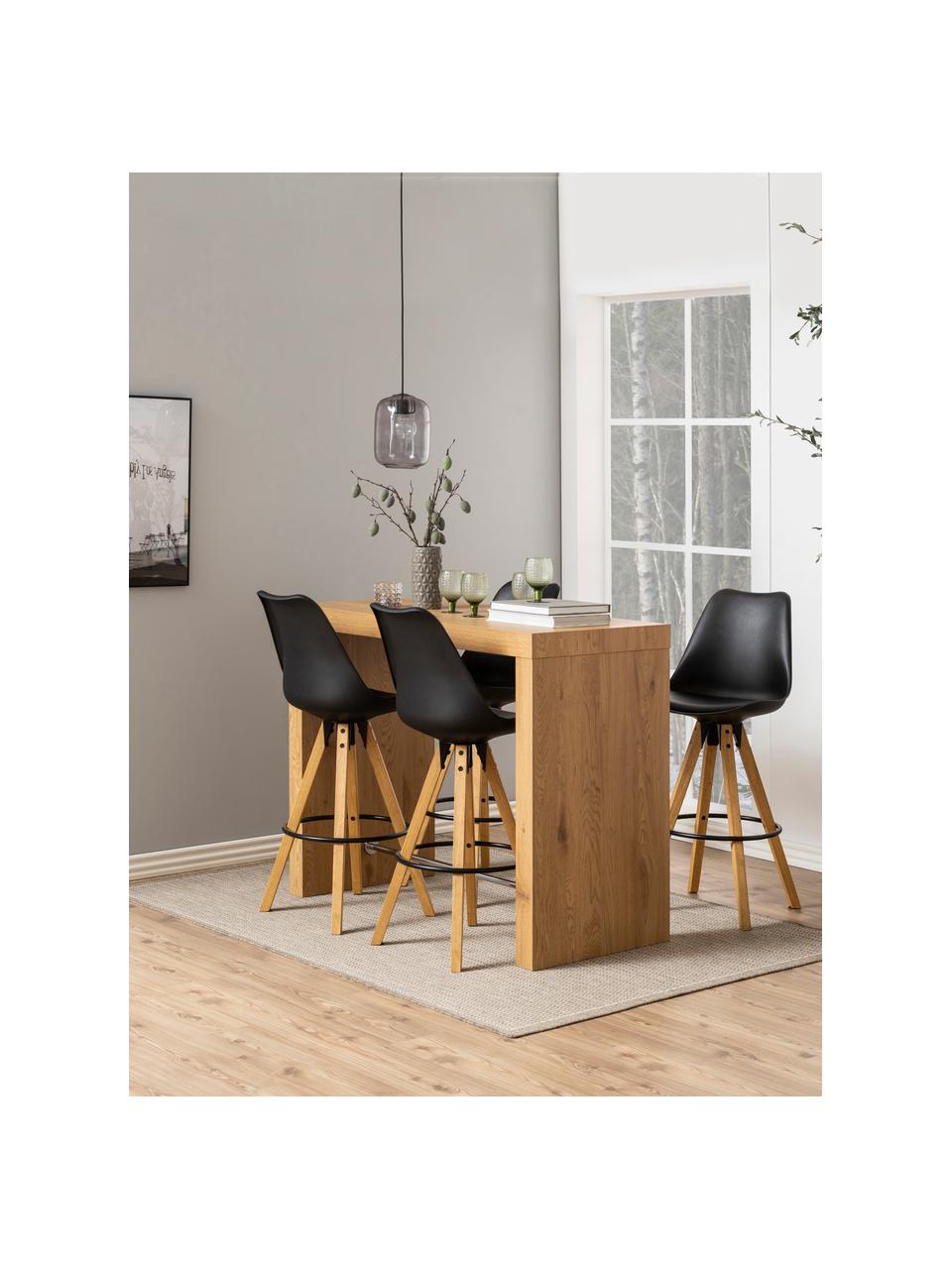 Krzesło barowe Dima, 2 szt., Tapicerka: poliester, Nogi: drewno kauczukowe, olejow, Czarny, drewno kauczukowe, S 49 x W 112 cm