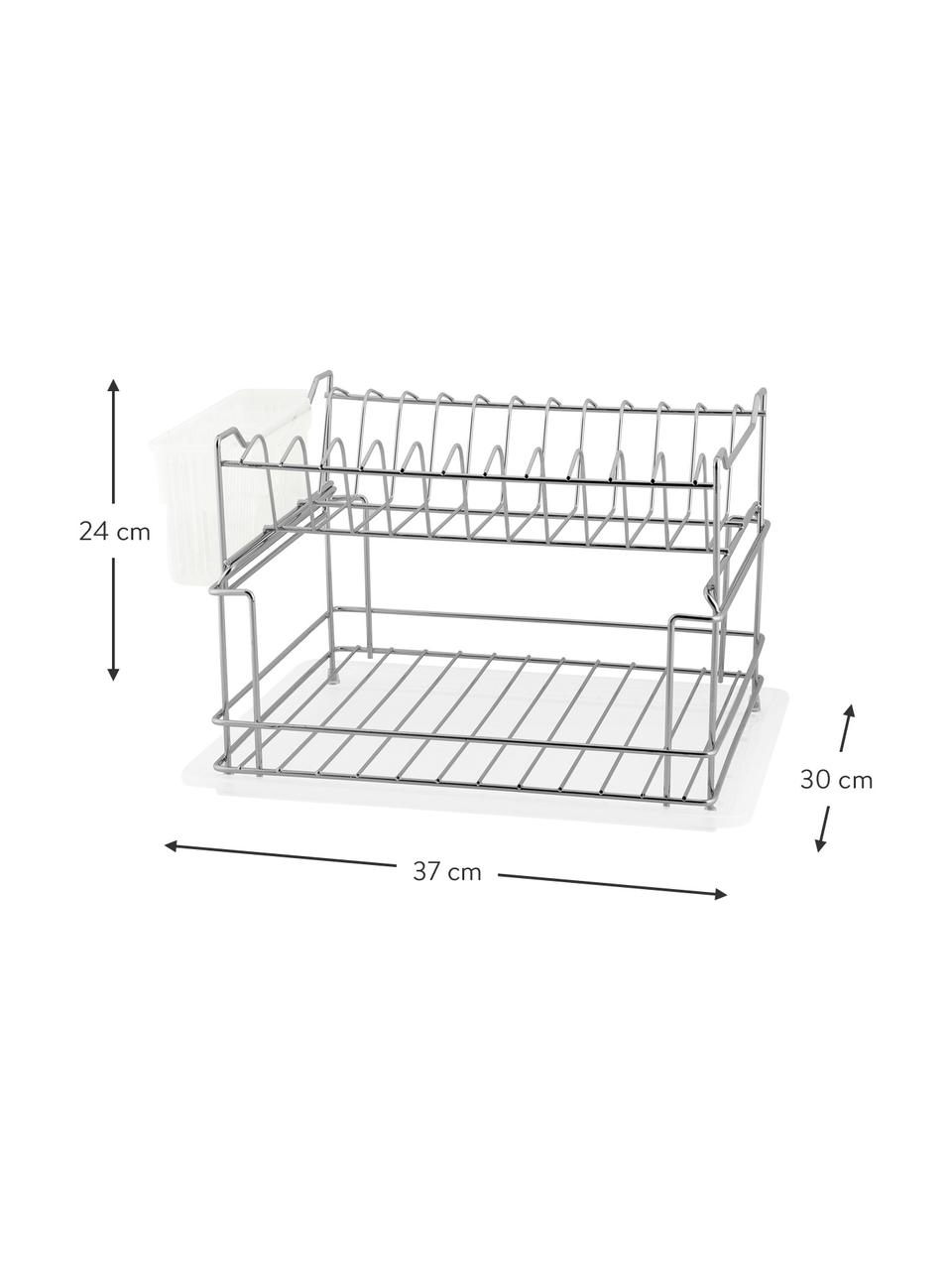 Ociekacz do naczyń Julia, Stelaż: stal, Odcienie srebrnego, biały, S 37 x W 24 cm