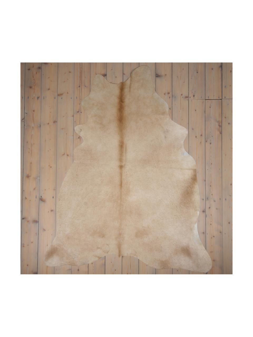 Tapis en peau de vache Anna, Peau de vache, Beige, Peau de vache, exemplaire unique nº 1090, 160 x 180 cm