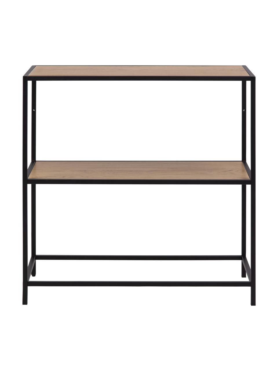 Wandrek Seaford van hout en metaal, Frame: gepoedercoat metaal, Licht hout, zwart, B 77 x H 79 cm