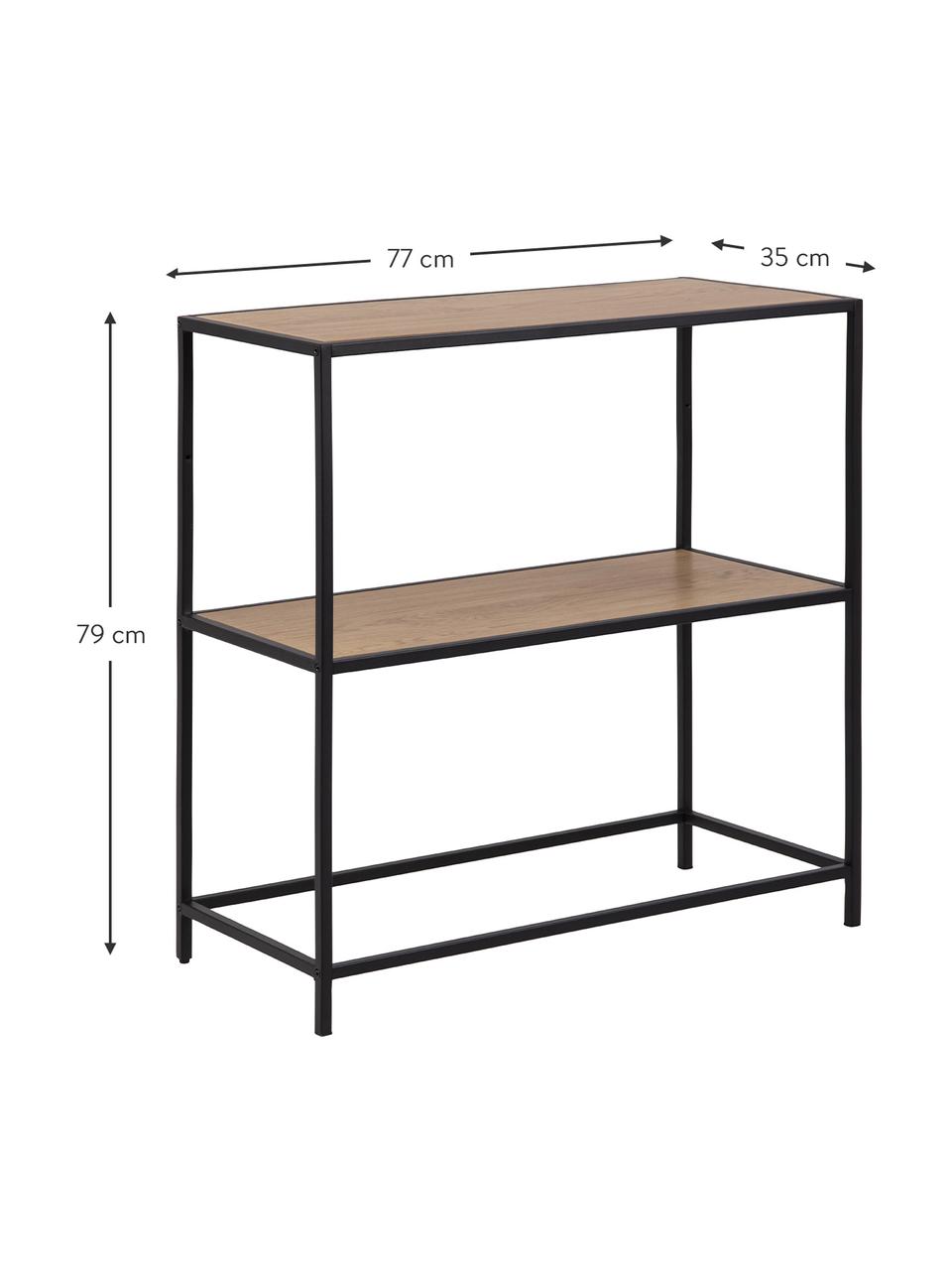 Regał z drewna i metalu Seaford, Stelaż: metal malowany proszkowo, Jasne drewno naturalne, czarny, S 77 x W 79 cm