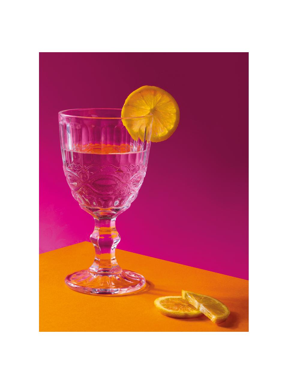 Wijnglazen Blend met structuurpatroon, 6-delig, Glas, Transparant, Ø 9 x H 17 cm, 300 ml