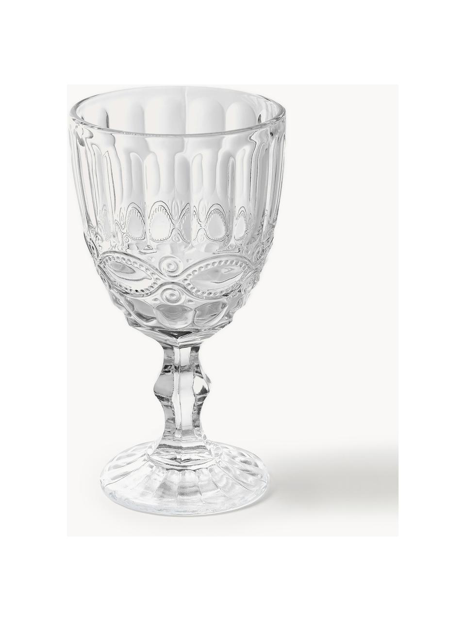 Weingläser Blend mit Strukturmuster, 6er-Set, Glas, Transparent, Ø 9 x H 17 cm, 300 ml