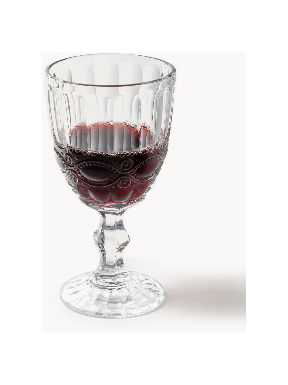 Set di 6 bicchieri da vino con motivo in rilievo Blend, Vetro, Trasparente, Ø 9 x Alt. 17 cm, 300 ml