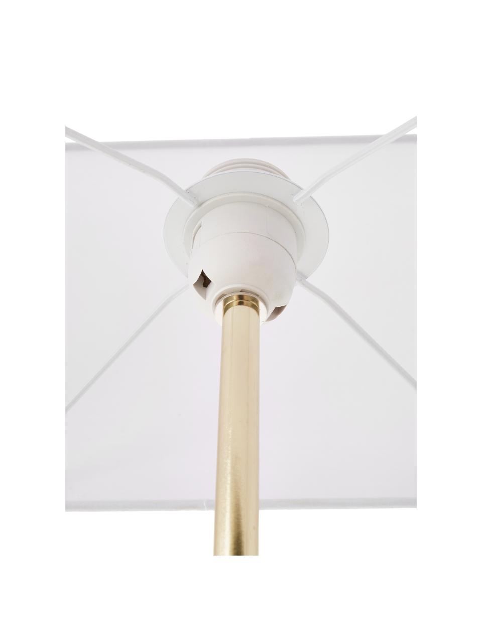 Grande lampe à poser design Treasure, Transparent, couleur dorée, agate beige Abat-jour : blanc, larg. 33 x haut. 62 cm