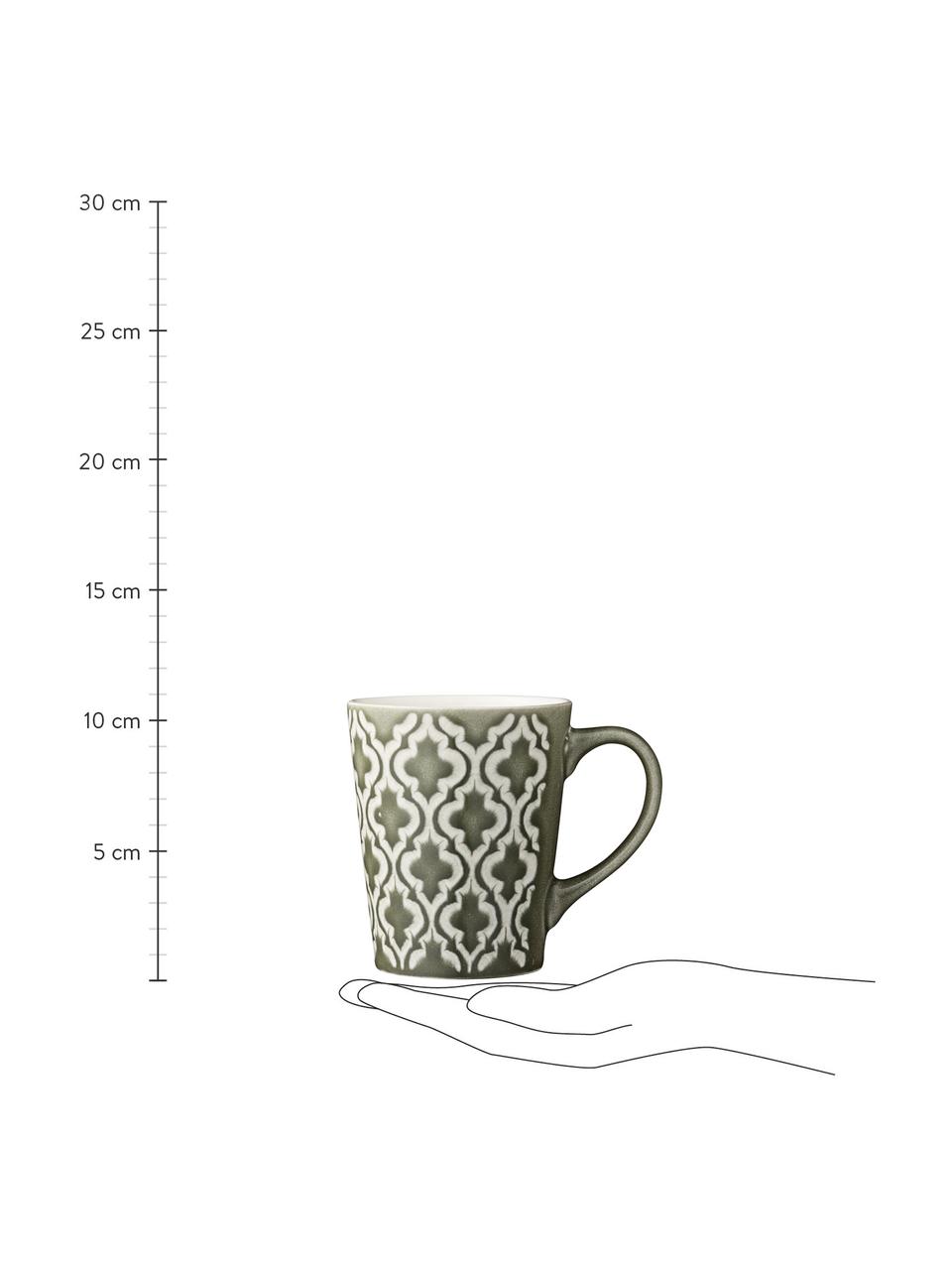 Tasse à thé céramique Abella, 4 pièces, Vert, blanc