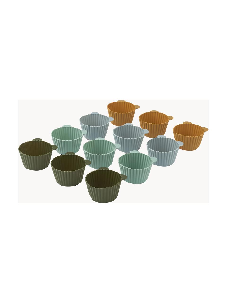 Set di 12 porta muffin Jerry, Silicone, Marrone chiaro, azzurro, tonalità verdi, Ø 7 x Alt. 4 cm
