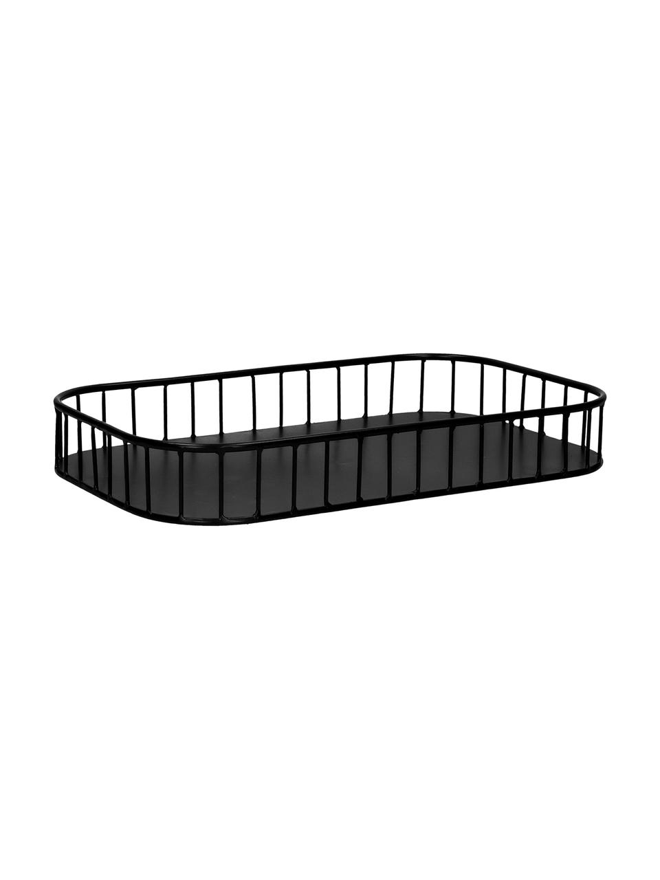 Metall-Serviertablett Rail, L 40 x B 25 cm, Metall, Schwarz, 25 x 40 cm