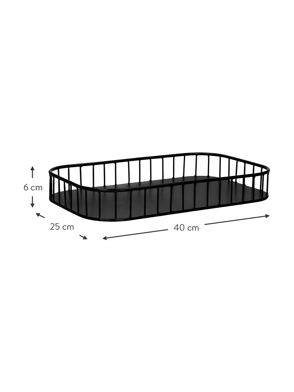 Metall-Serviertablett Rail, L 40 x B 25 cm, Metall, Schwarz, 25 x 40 cm