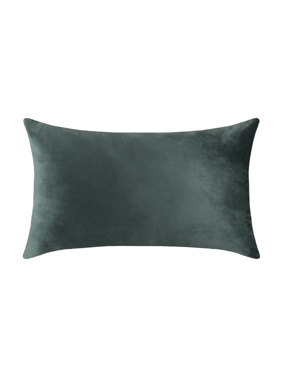 Housse de coussin rectangulaire en velours brodé Panama, Vert de bleu, blanc