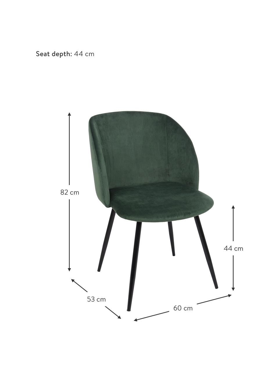 Sedia imbottita in velluto verde Crown, Seduta: velluto di poliestere, Struttura: compensato, Gambe: metallo verniciato a polv, Verde, Larg. 60 x Alt. 53 cm