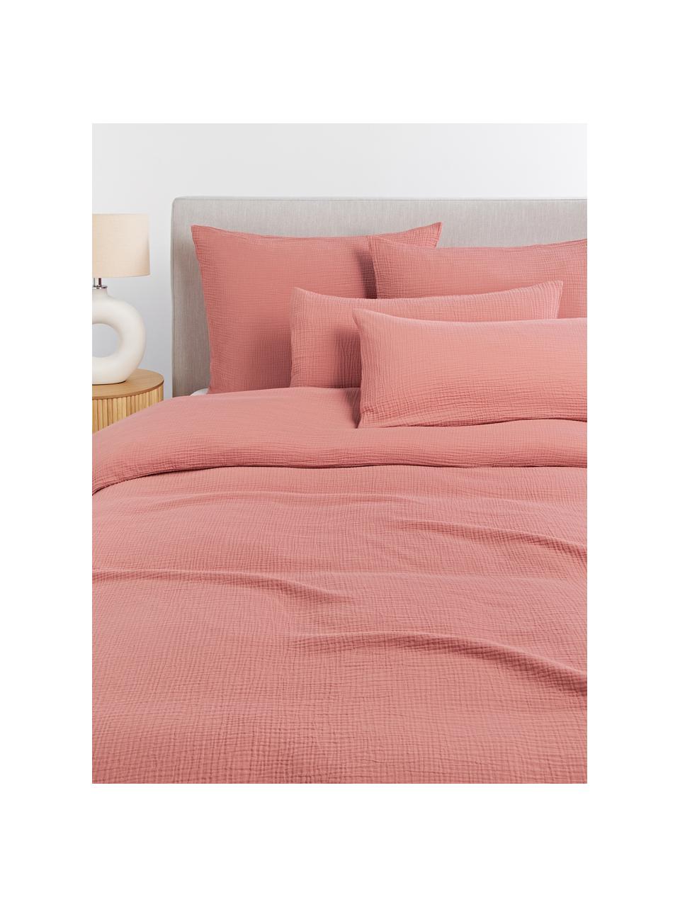 Funda nórdica de muselina Odile, Rosa palo, Cama 90 cm (155 x 220 cm)