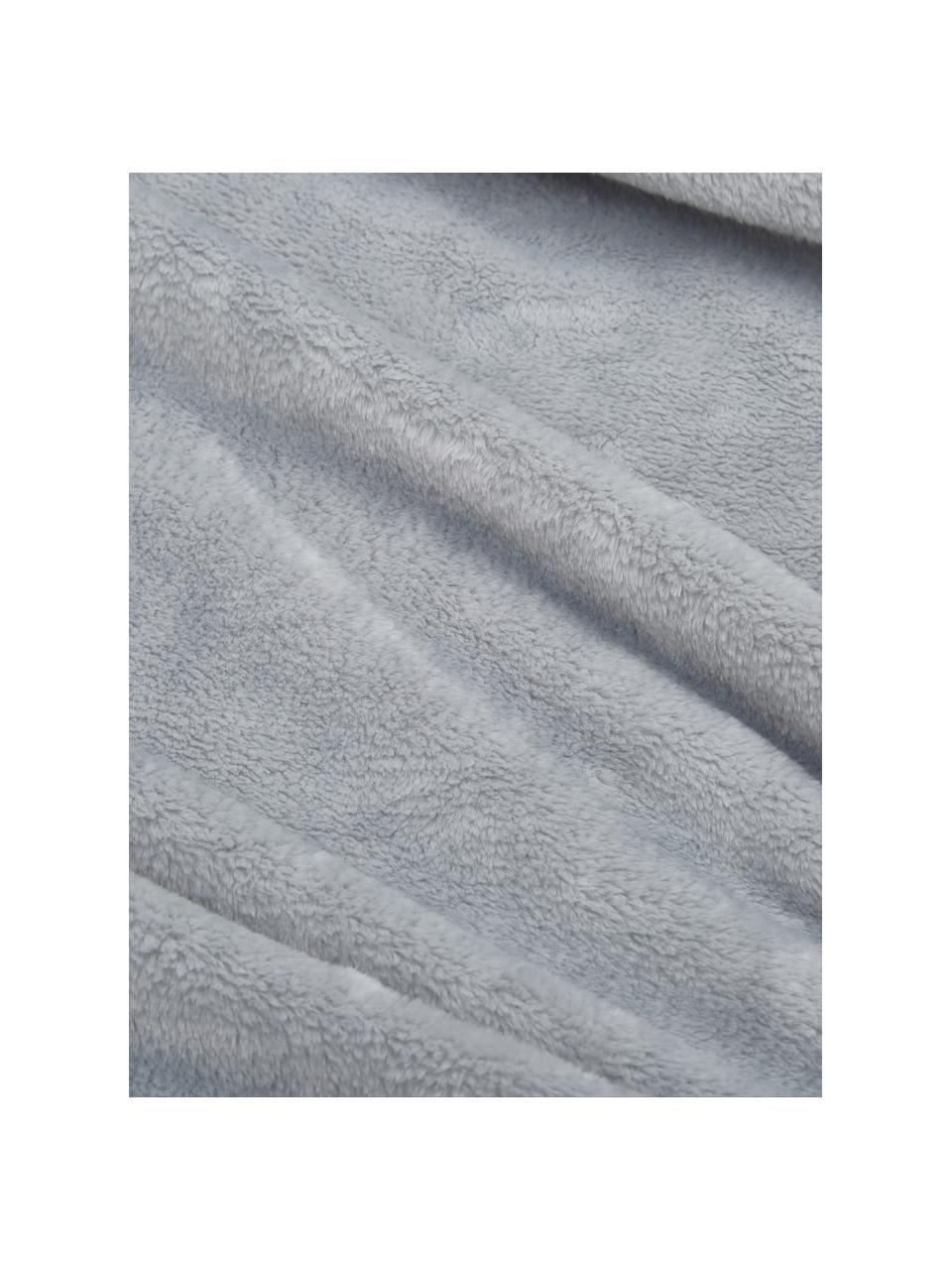 Coperta coccolosa color grigio Doudou, 100% poliestere, Grigio, Larg. 130 x Lung. 160 cm