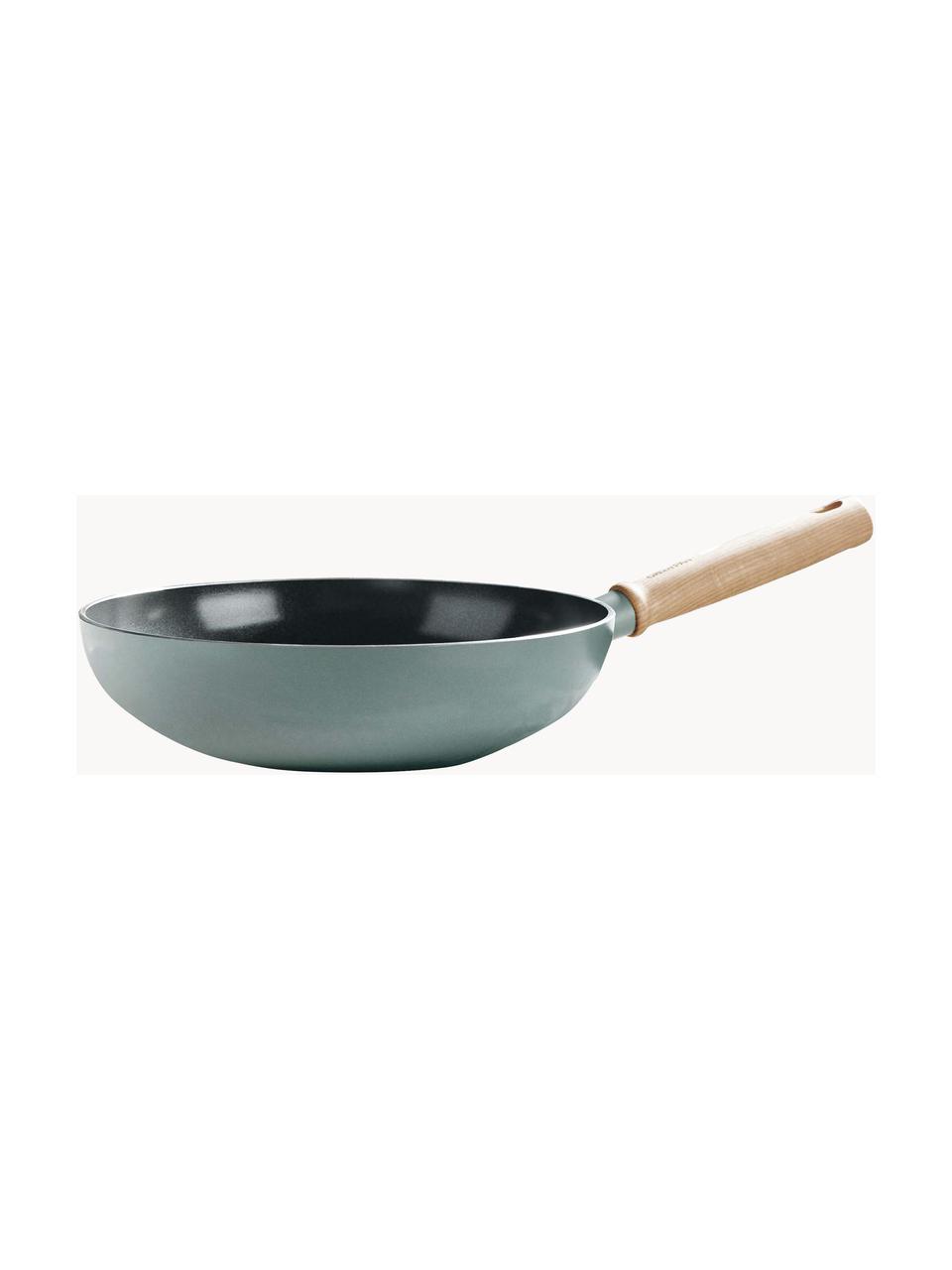 Wok Mayflower met antiaanbaklaag, Lichtblauw, helder hout, Ø 28 x H 8 cm