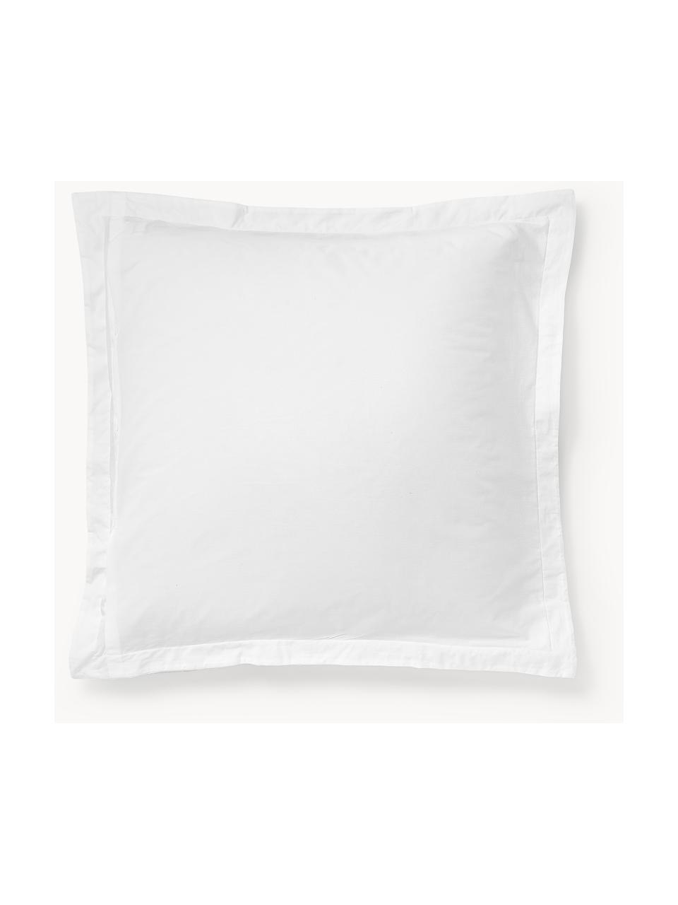 Taie d'oreiller en coton avec surface texturée et ourlet Jonie, Blanc, larg. 50 x long. 70 cm