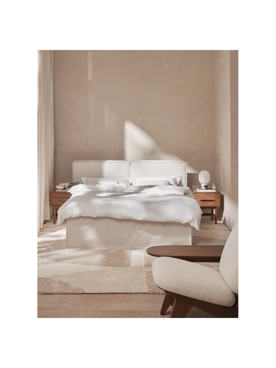 Kontinentální bouclé postel Lennon, Tlumeně bílá, Š 140 cm, D 200 cm, stupeň tvrdosti H2