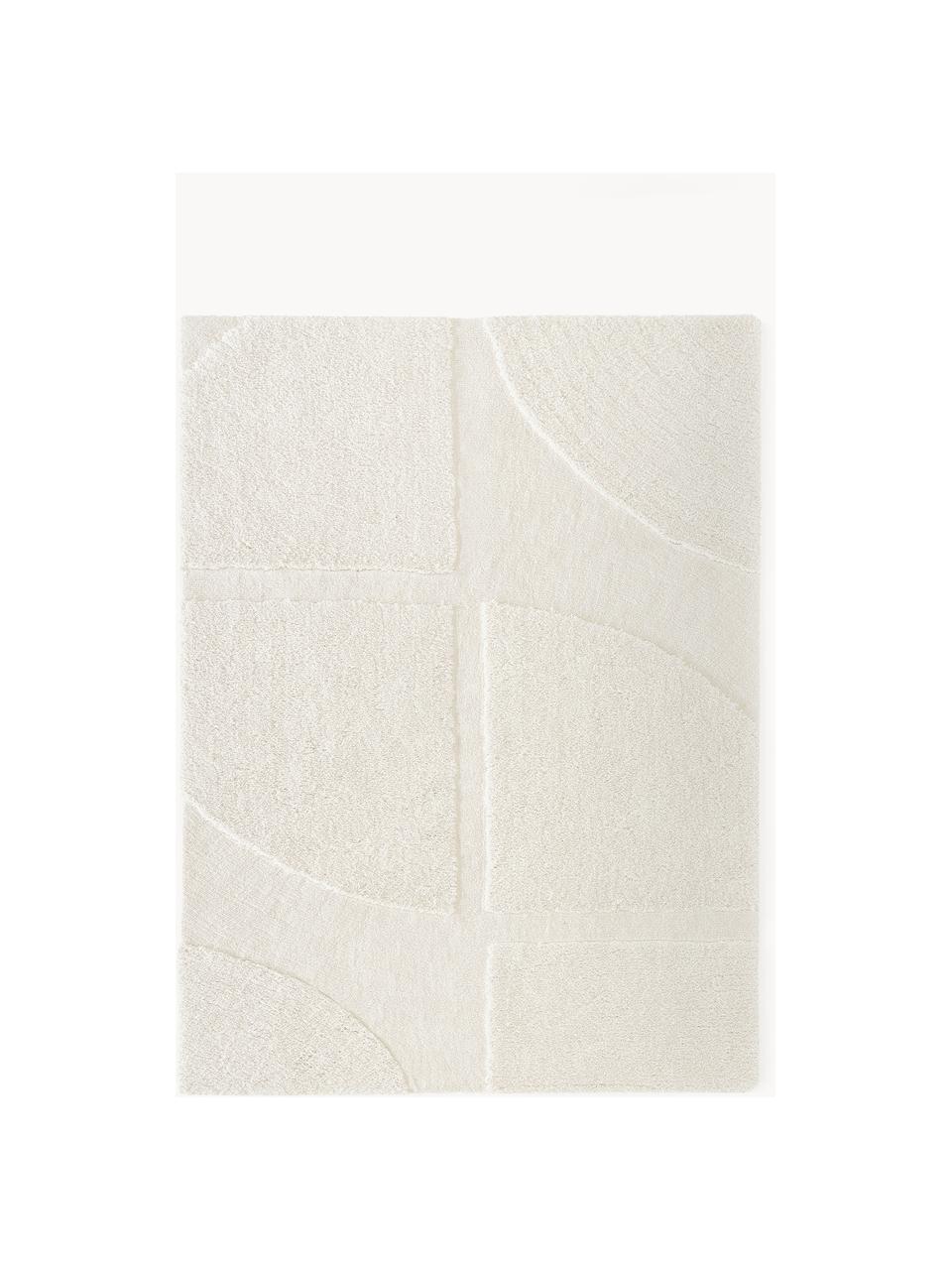 Tappeto soffice a pelo lungo con motivo in rilievo Jade, Retro: 55% poliestere, 45% coton, Bianco crema, Larg. 120 x Lung. 180 cm (taglia S)