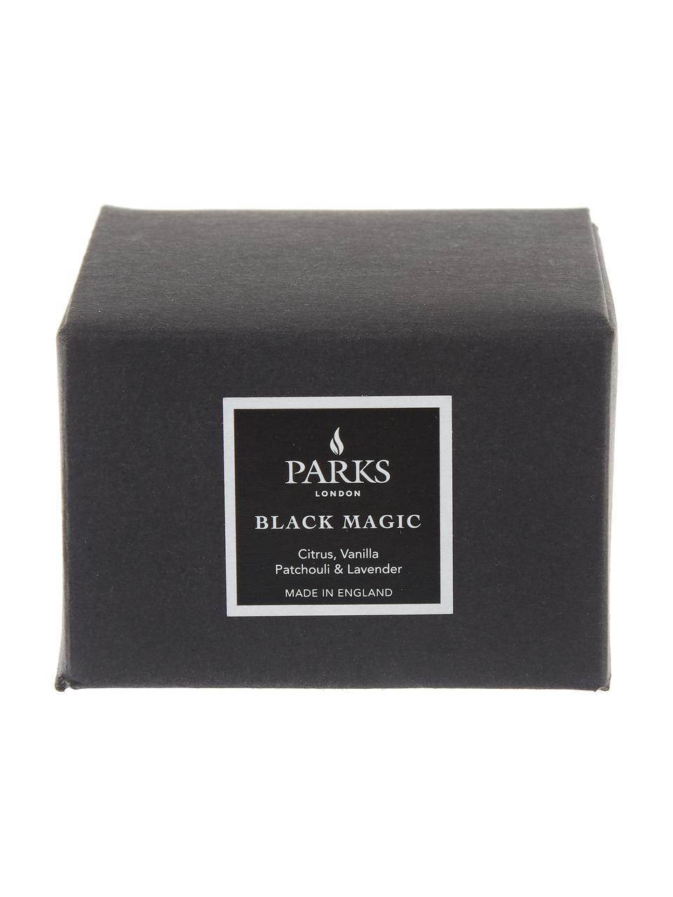 Duftkerze Black Magic (Vanille, Patchouli & Lavendel), Behälter: Glas, Schwarz, Weiß, Ø 7 x H 5 cm