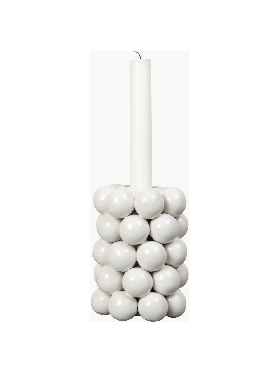 Candelabro Globe, Gres, Blanco, Ø 10 x Al 14 cm