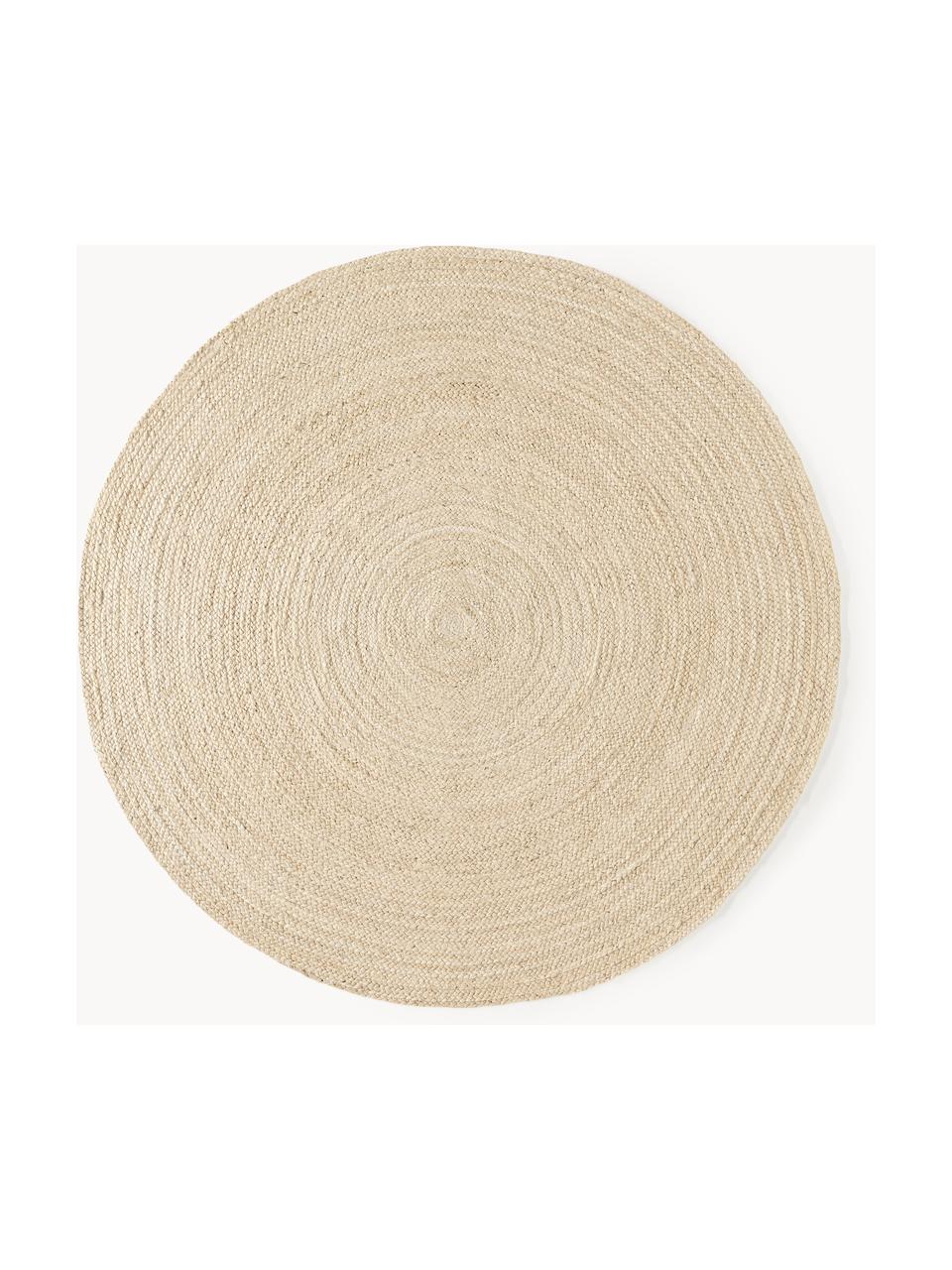 Runder Jute-Teppich Sharmila, handgefertigt, 100 % Jute, Off White, Ø 100 cm (Grösse XS)