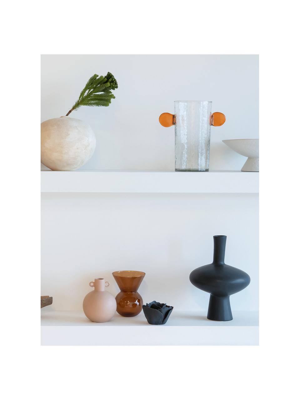 Ručně foukaná váza Ears, Recyklované foukané sklo, Oranžová, transparentní, Ø 14 cm, V 25 cm