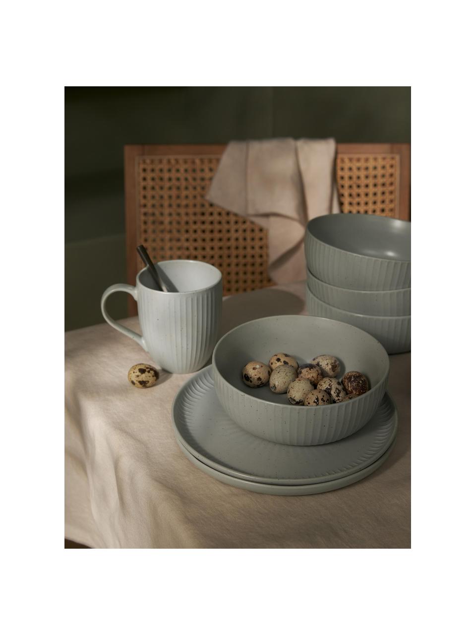 Set colazione maculato con rilievo Rhea, 4 persone (12 pz), Gres, Grigio chiaro, 4 persone (12 pz)