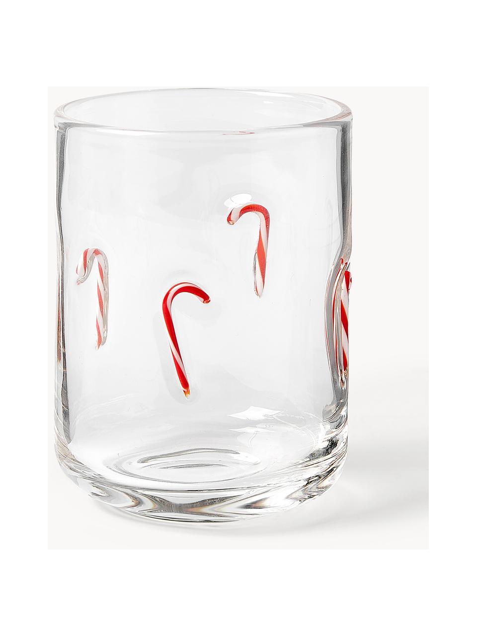 Mundgeblasene Wassergläser Candy, 4 Stück, Glas, Transparent, B 8 x H 11 cm, 370 ml