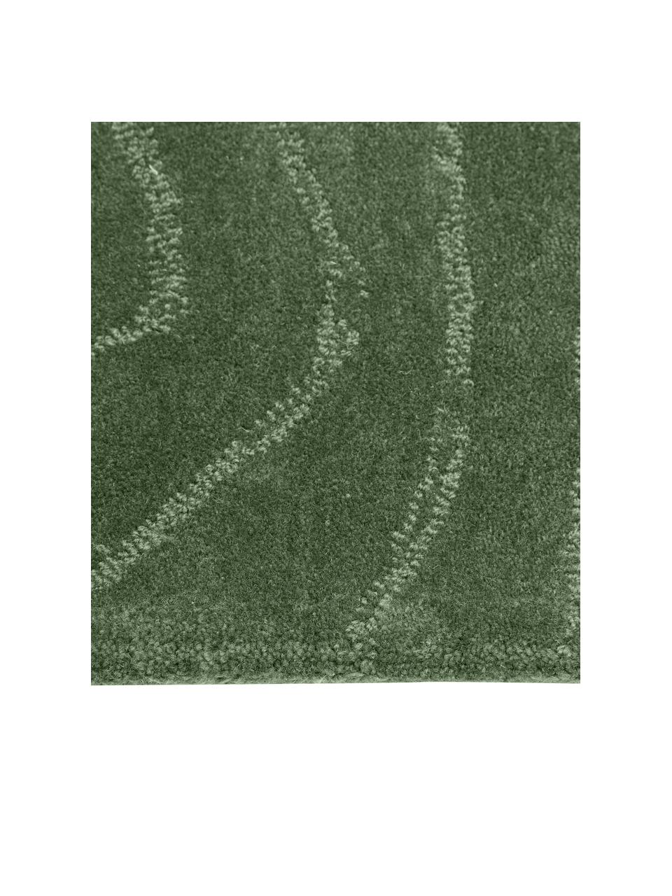 Wollen vloerkleed Aaron in donkergroen, handgetuft, Onderzijde: 100% katoen Bij wollen vl, Donkergroen, B 80 x L 150 cm (maat XS)