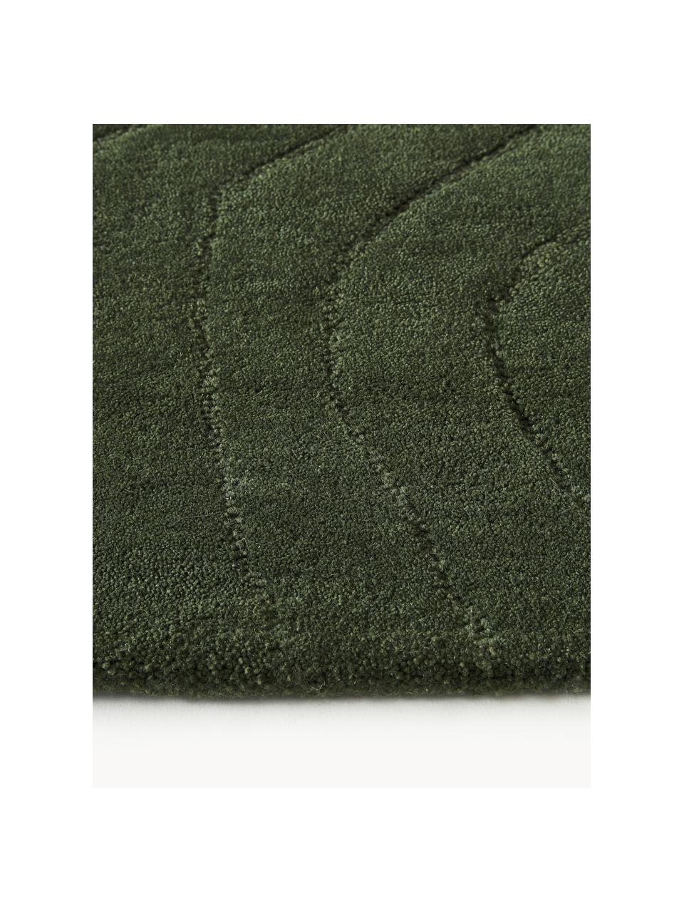 Tapis en laine tuftée main Aaron, Vert foncé, larg. 80 x long. 150 cm (taille XS)